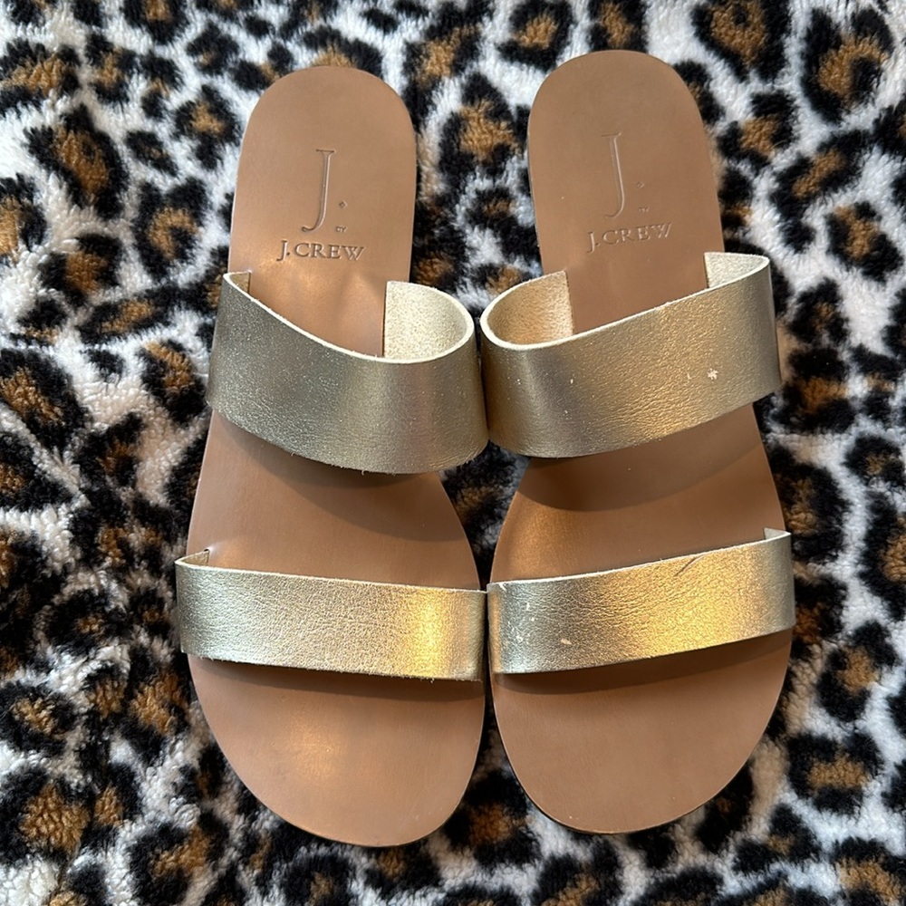 J.Crew metallic gold slide sandal